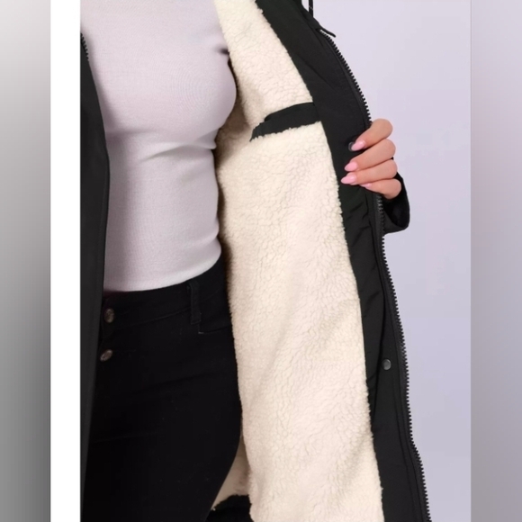 Agnes Orinda Plus Size Coat for Women Faux Fur Leather Button Down Long Sleeve - Picture 5 of 9